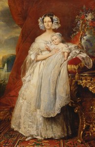 ヘレン=ルイーズ・ド・メクレンブルク＝シュヴェリーン、オルレアン公爵夫人（1814-58）と息子のパリ伯爵（1838-94）1839（キャンバスに油彩） 作： Franz Xaver Winterhalter