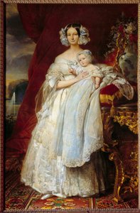 オルレアン公爵夫人ヘレーヌ・ルイーズ・オブ・メックレンブルク・シュヴェリン（1814-1858）とパリ伯爵（1838-1894）の足元の肖像 画：グザバー・ヴィンターハルター（1806-1873） 1839年 日。2,15x1,4 m 作： Franz Xaver Winterhalter