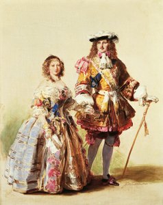 1851年の舞踏会で復古時代の服を着たヴィクトリア女王とアルバート王子、フランツ・クサヴァー・ヴィンターハルター（1805-1873）の絵 作： Franz Xaver Winterhalter