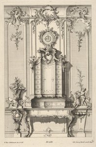 「机」からの秘書と壁の高さ、約 1748-70 年。 作： Franz Xavier Habermann