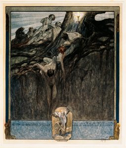 オーストリア、ウィーン、フランツ・フォン・バイロスによるダンテ・アリギエーリ『神曲』の挿絵（『天国』第4曲 作： Franz von (1866 1924) Bayros