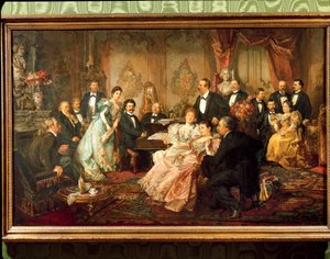 オーストリア、ウィーン、ヨハン・シュトラウスの絵を見た夜 作： Franz von  Bayros