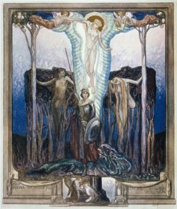 ダンテの「神曲」からの挿絵、楽園、カント VII 作： Franz von Bayros (1866 1924)