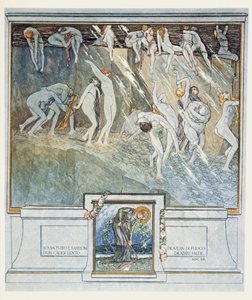 ダンテの「神の喜劇」、インフェルノ、カントXIVのイラスト。 1921年28日（紙にトイレ） 作： Franz von Bayros