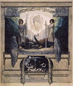 ダンテスの神の喜劇、煉獄、カントVIIIからのイラスト：24、1921年（紙にトイレ） 作： Franz von Bayros