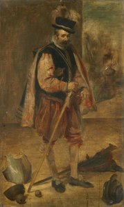 スペイン王フェリペ4世の宮廷道化師、マドリッドでのベラスケスの絵の模写 作： Franz von Lenbach