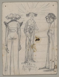 風刺画が庭の祭壇を回る 作： Franz von Lenbach