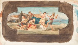 イタリア人の踊り - 天井画の下書き 作： Franz von Matsch