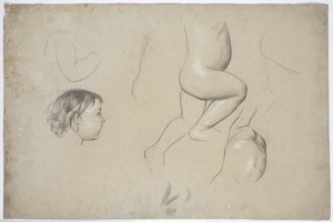 子供の体の部位と横顔の子供の頭の研究 作： Franz von Matsch