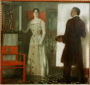 スタジオで立ち往生しているフランツとメアリー 作： Franz von Stuck