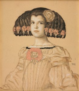 芸術家の娘であるメアリーの肖像、スペインの衣装、1908年 作： Franz von Stuck