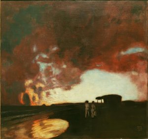 海に沈む夕日 作： Franz von Stuck