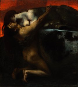 スフィンクスの接吻」 - Peinture de Franz Ritter von Stuck (1863-1928) - 1895 - 油彩・キャンバス - 160x144,8 - Szepmuveszeti Muzeum, Budapest, Hungary