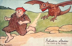 先史学-今シーズンの獲物（カラーリトグラフ） 作： Fred Buchanan