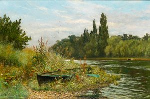テムズ川の静かなスポット、1882年 作： Fred Hines