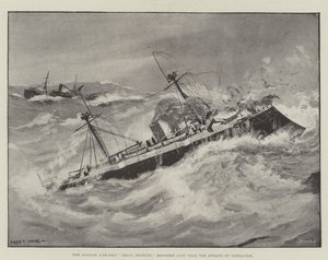 スペインの戦争船レイナレジェンテは、ジブラルタル海峡の近くで失われたと報告しました 作： Fred T. Jane