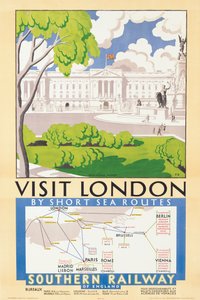 「Visit London」、サザン鉄道を宣伝するポスター 作： Freda Beard