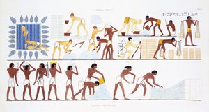 フレデリック・カイヨー（1787-1869）、カラーリソによるエジプトへの2回目の訪問で、テーベからのフレスコ画のまれな記録からのレンガ作りは、1819-1822を記録しました