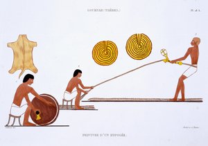 テベスのフレスコ画の珍しい記録からのタナーとロープメーカーは、フレデリック・カイヨー（1787-1869）によるエジプトへの2回目の訪問で1819-1822を記録しました、カラーリソ