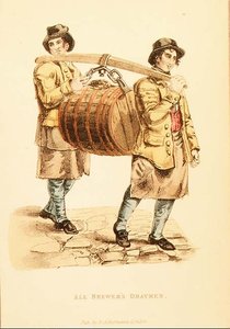 アッカーマンの「ミニチュアの世界」（1821-27年）よりエール醸造家のドレイマンたち（リトグラフ版 作： Frederic (after) Shoberl