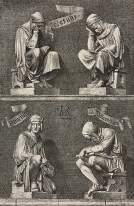 Alegoria do Estudo, figuras decorativas na base da estátua de Martin Schongauer criada por Auguste Bartholdi (1834-1904) para o convento de Unterlinden, Colmar, França 作： Frederic Auguste Bartholdi