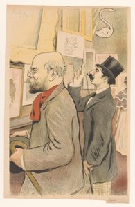 版画を見るヴェルレーヌと見知らぬ男 作： Frederic Auguste Cazals