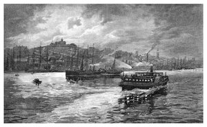 夜景、ダーリングハーバー、シドニー、ニューサウスウェールズ州、オーストラリア、1886。 作： Frederic B. Schell