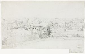 メディチェ邸からのボルゲーゼ公園とオランジェリーの眺め、1826年。 作： Frederic Bourgeois de Mercey