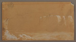 カナダのナイアガラ川岸から見たアメリカ滝、ゴート島、ホースシュー滝の一部 作： Frederic Edwin Church