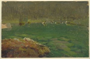 アルプスの湖、バイエルンまたはスイス 作： Frederic Edwin Church