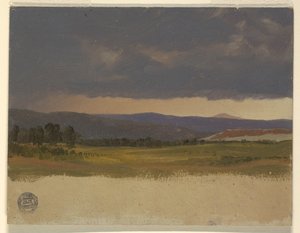 低い雲の下の青い丘 作： Frederic Edwin Church