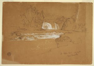 ニューヨーク州キースビル近くのオーザブル川のカスケード 作： Frederic Edwin Church