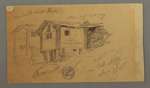 山小屋、住宅、岩、ベルナー アルプス、スイスの詳細 作： Frederic Edwin Church