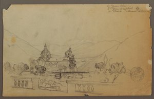デッサン、エクアドルの山の中の教会、1853年9月