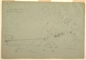 デッサン、コロンビアのロープ橋、1853年8月 作： フレデリックエドウィン教会