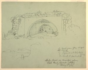 1868年5月4日、スーク・ワディ山上のアベルスの墓の図面 作： フレデリックエドウィン教会