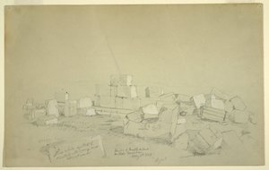 1868年5月4日、スーク・ワディの上の山にあるアベルスの墓のデッサン