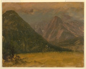 素描、アルプスの風景、バイエルンかスイス、1868年 作： フレデリックエドウィン教会