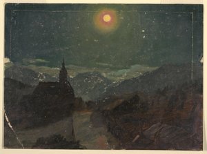 ドローイング、夜のアルプスの風景、1868年