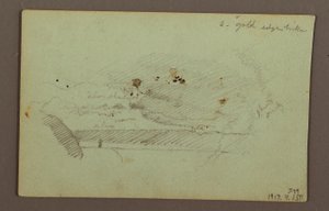 デッサン、曇り空の下のアメリカ滝、ナイアガラ川、おそらく1856年 作： フレデリックエドウィン教会