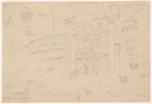 図面、ペトラのエル・ハスネの建築詳細、1868年2月下旬 作： フレデリックエドウィン教会