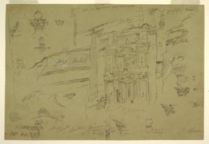 図面、ペトラのエル・ハスネの建築詳細、1868年2月下旬 作： フレデリックエドウィン教会