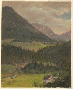 素描、バイエルン・アルプスの風景、1868年 作： フレデリックエドウィン教会