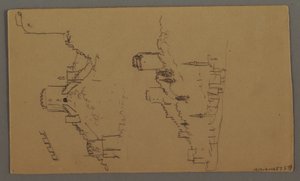 素描、ボートの習作、雲の習作、2つの建物、おそらく1868年