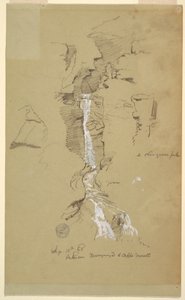 描画、CeppoMorelliとMacugnagaの間のカスケード 作： Frederic Edwin Church