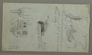 デッサン、カスケード、おそらくバイエルン州、ケーニヒスゼー、1868年