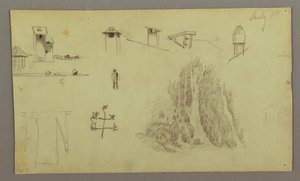 デッサン、煙突、滝、人物など、1868年7月撮影 作： フレデリックエドウィン教会