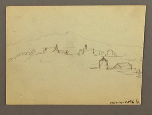 教会の塔に隣接する建物の図面、1868-69年頃か