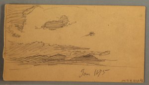 デッサン、丘の上の雲、おそらく1875年