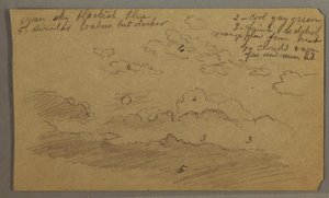 ドローイング、曇り空、満月、おそらく1865-66年 作： フレデリックエドウィン教会